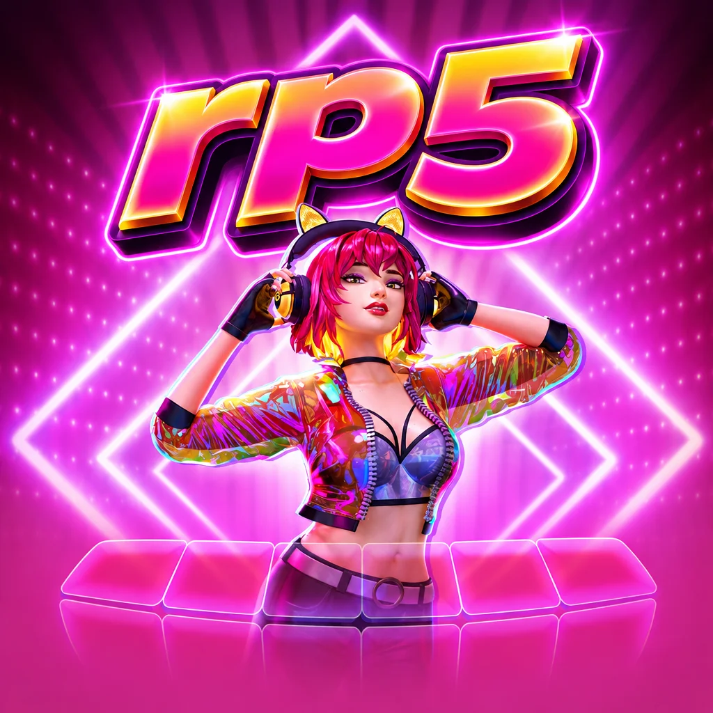 rp5 wanita DJ Rave Party Fever dengan headphone di tengah pencahayaan neon pesta